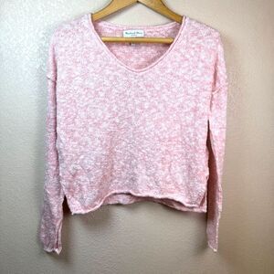 Michael Stars V-Neck Cotton Sweater XS Marled Pink Lagenlook Ballet